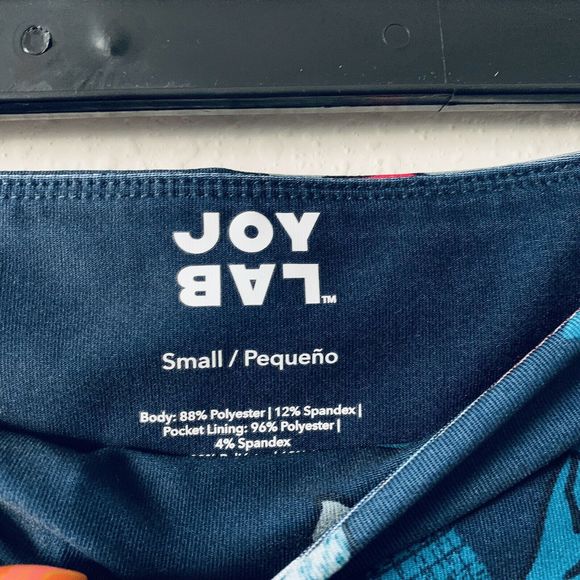 Joy Lab Blue Teal Tropical Floral Workout Leggings - Picture 5 of 7